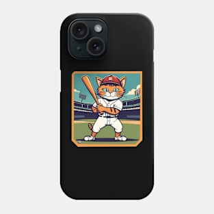 Cat baseball player Phone Case