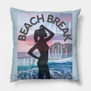 Beach Break (bikini girl silhouette) Pillow