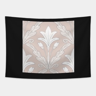 Regency style modern floral damask medallion pattern in neutral taupe beige and cream Tapestry