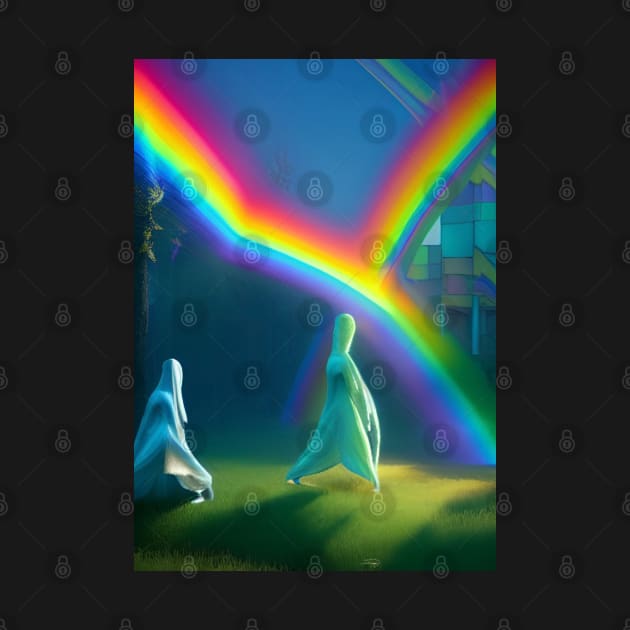 2 GHOSTS DANCING UNDER HALLOWEEN RAINBOW by sailorsam1805