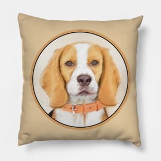 Beagle Painting - Cute Original Dog Art Pillow