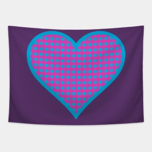 Pink and Blue Gingham Heart Tapestry