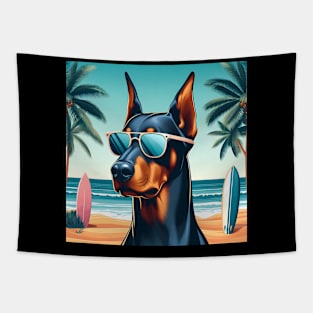 Funny Doberman with Sunglasses Tapestry