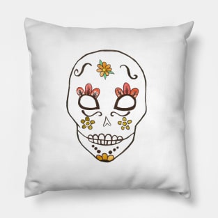 Fun watercolor sugar skull print Pillow