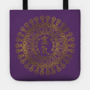 Reiki Healing Symbols in gold mandala Tote