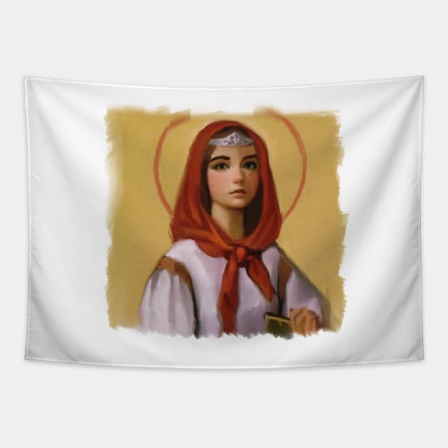 Saint Dymphna Tapestry by HappyRandomArt