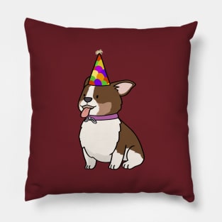 Cute corgi in party hat cartoon Pillow