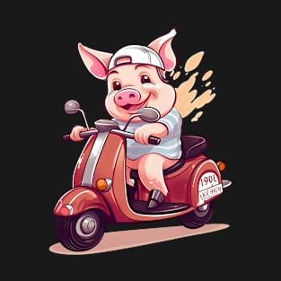 Pig Farmer Shirt | Pig On A Motorbike T-Shirt