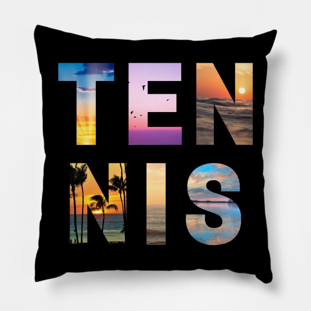 US Open Photographic Sunset Letters Tennis Pillow by TopTennisMerch