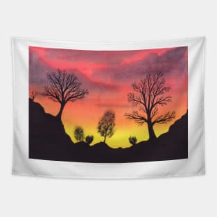 Trees at Sunset Tapestry
