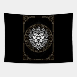 Lion Head With Classic Frame Ornaments Tapestry