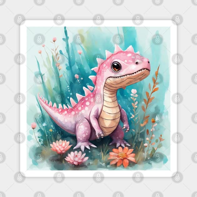 cute pink dinosaur Magnet by WeLoveAnimals