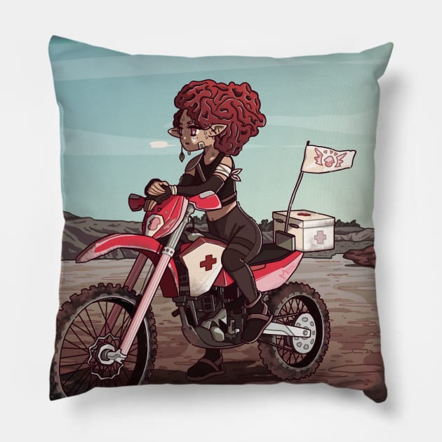 Motocross rider Pillow by Meeko_Art