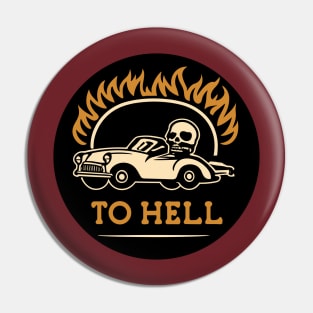 simple car and skull to hell Pin