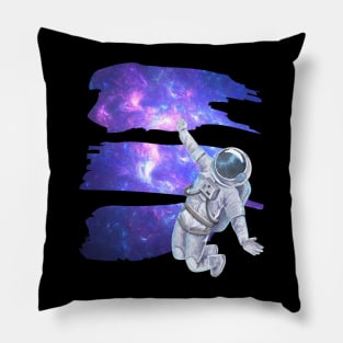 Flying floating astronaut Ufo alien funny cute spaceship moon mars cosmic space Pillow