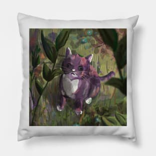 Purple cat painting Pillow