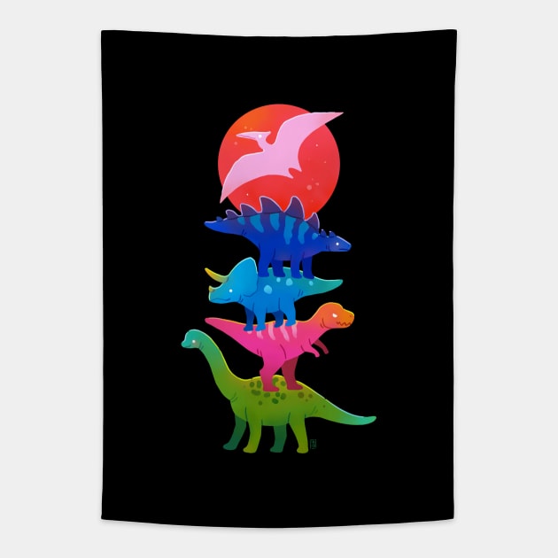 Colourful Dinosaurs Tapestry by Freeminds