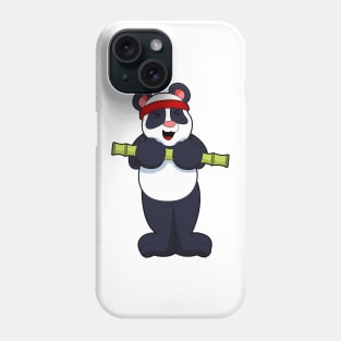 Panda at Work out with Bamboo Weight Phone Case