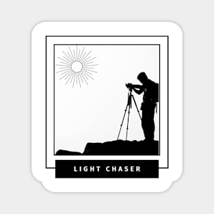 Light chaser photographer and sun design with mountains for nature photographers Magnet