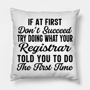 If At First Don't Succeed Try Doing What Your Registrar Told You To Do The First Time Pillow