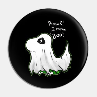 Cute Comic T-rex Tyrannosaurus Dressed As Ghost On Halloween Pin