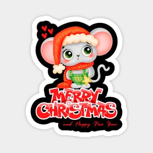 Cute Cartoon mouse Christmas T Shirt Magnet