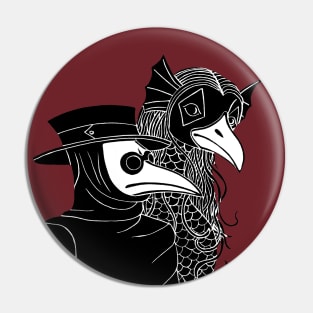 Plague Doctor and Amabie (no background) Pin