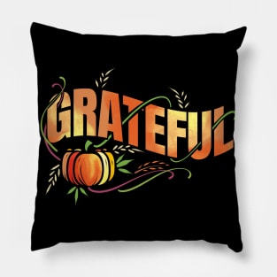 Pumpkin Wheat Ear Grateful Thanksgiving Pillow