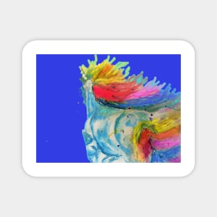 Unicorn Watercolor Painting Blue - On Navy Magnet