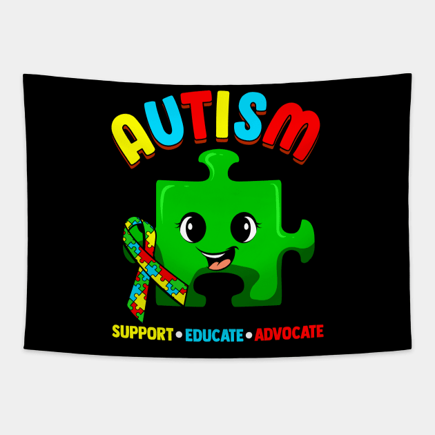 Autism Awareness Support Educate Advocate Cute design Tapestry by creative