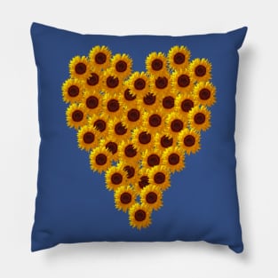 Love a Sunflower Heart on Valentines Day Pillow