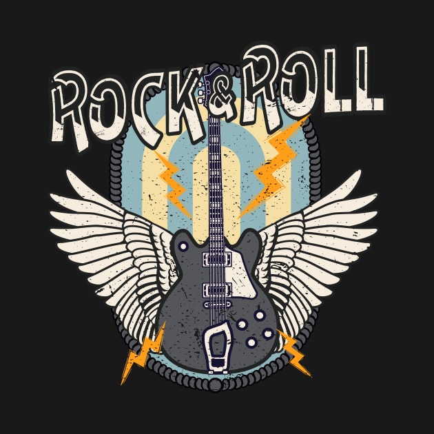 Rock & Roll Retro Electric Guitar Wings by Foxxy Merch