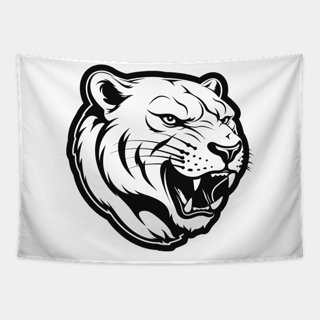 panther black head t-shirt Tapestry by ArtvectorDSGN