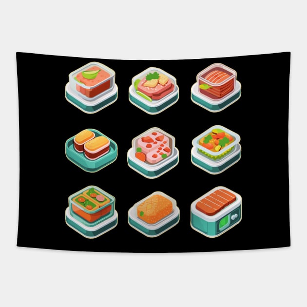 Sus Meats Lunchables Box Lunches Tapestry by DanielLiamGill