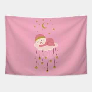 Baby girl and stars Tapestry