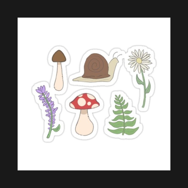 garden stickers, snail, mushrooms and flower by felixsshop