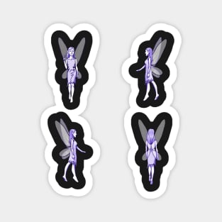 Purple Fairies on White Magnet