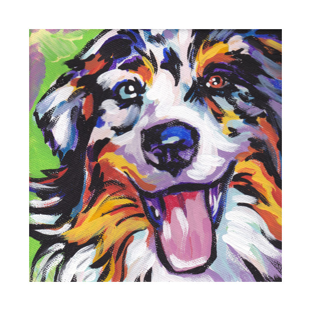 Australian Shepherd Aussie Bright Colorful Pop Art Aussie