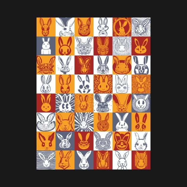 Hawaiian Tribal and other styles Bunny Rabbit Face Check Checker Pattern by pelagio