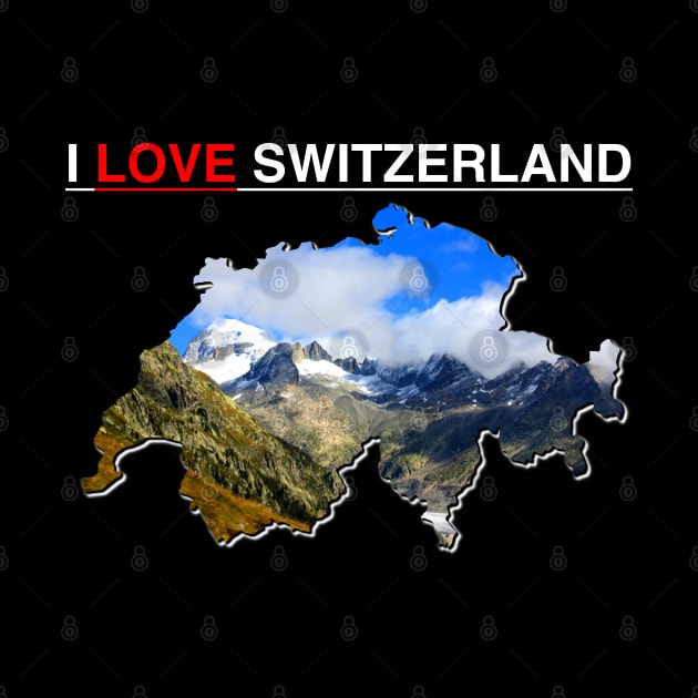 I Love Switzerland Map Mountains by PathblazerStudios