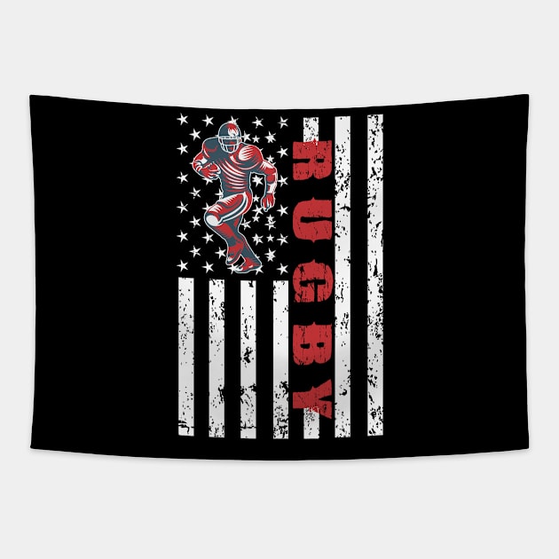 Rugby American Flag - US Sports Tapestry by Pannolinno