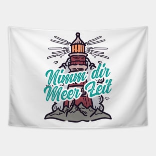 Nimm Dir Meer Zeit Leuchtturm mit Möwen Tapestry