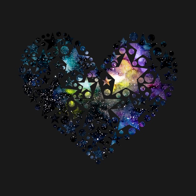 Watercolor Starry Sky in Heart by Cordata