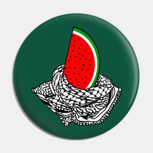 Free Palestine Watermelon Keffiyeh - No Eyes - Front Pin