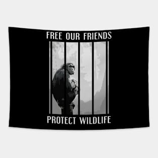 free our friends - chimpanzees Tapestry