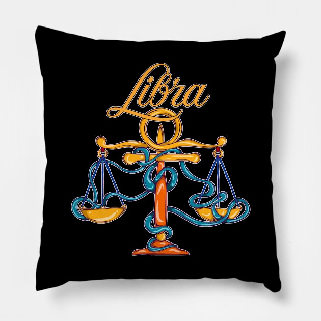 Libra Zodiac Sign Pillow by letnothingstopyou