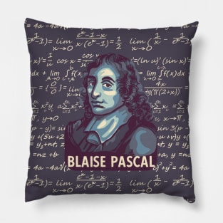 Blaise Pascal Portrait With Mathematics Pillow