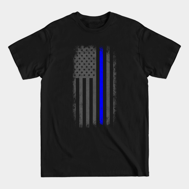 Vertical Thin Blue Line American Flag - Thin Blue Line - T-Shirt