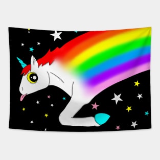 Shooting rainbow unicorn Tapestry