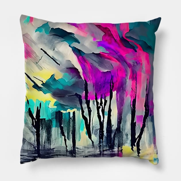 Vaporwave Boulevard - Abstract Art Pillow by ludacool